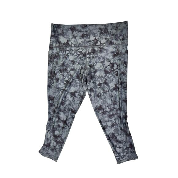 Athleta Salutation Stash Pocket II Printed 7/8 Leggings Tie Dye Blue Gray 2X - Picture 2 of 5